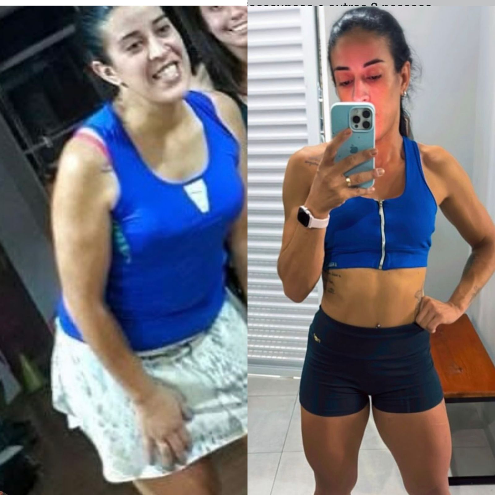 Antes e depois de aluna